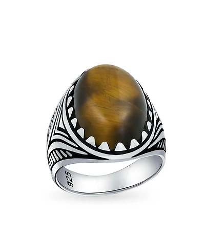 Bling Jewelry Natural Stone Oval Cabochon Western Claw Ring Sterling Silver
