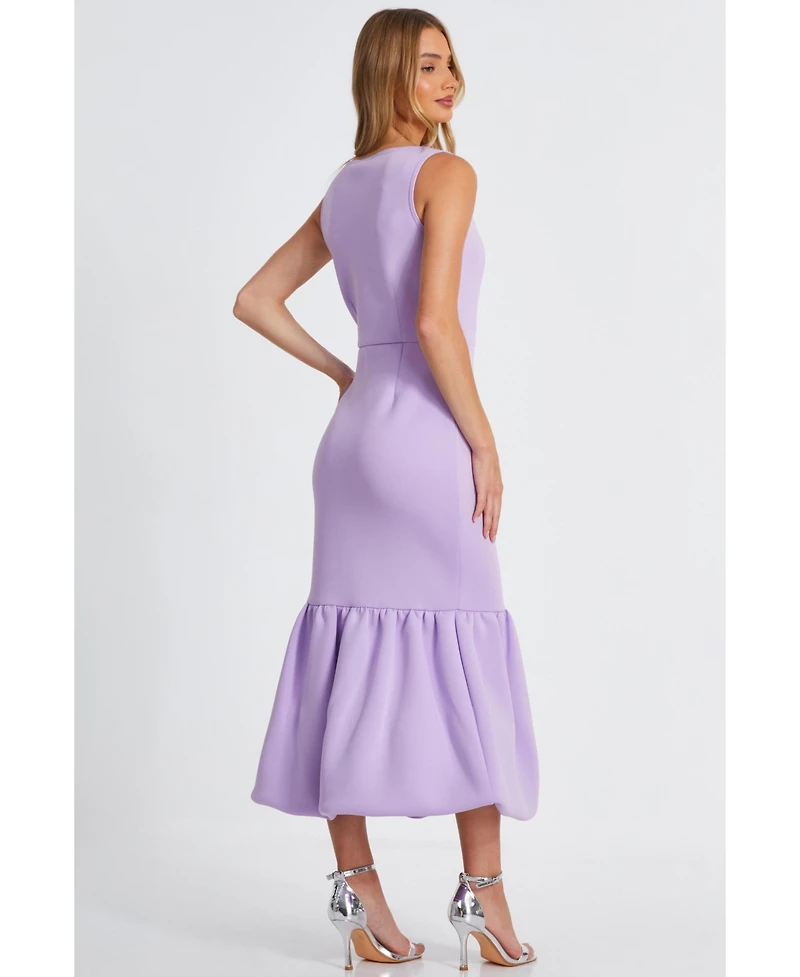 Quiz Women's Scuba Foam Square Neck Bubble Hem Maxi Dress