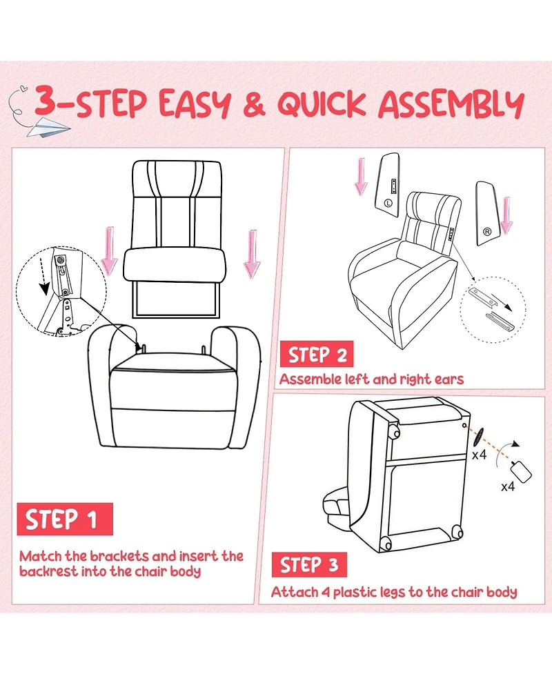 Gouun Kids Recliner Chair with Side Pockets and Footrest