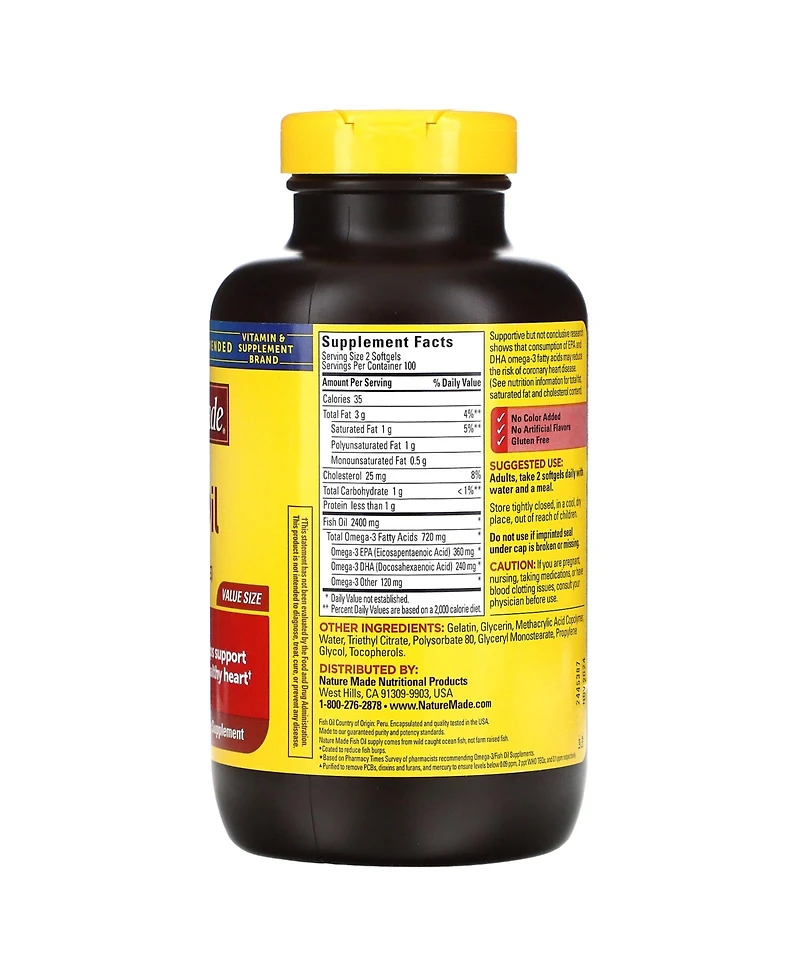 Nature Made Fish Oil Burp-Less 200 Softgels (1