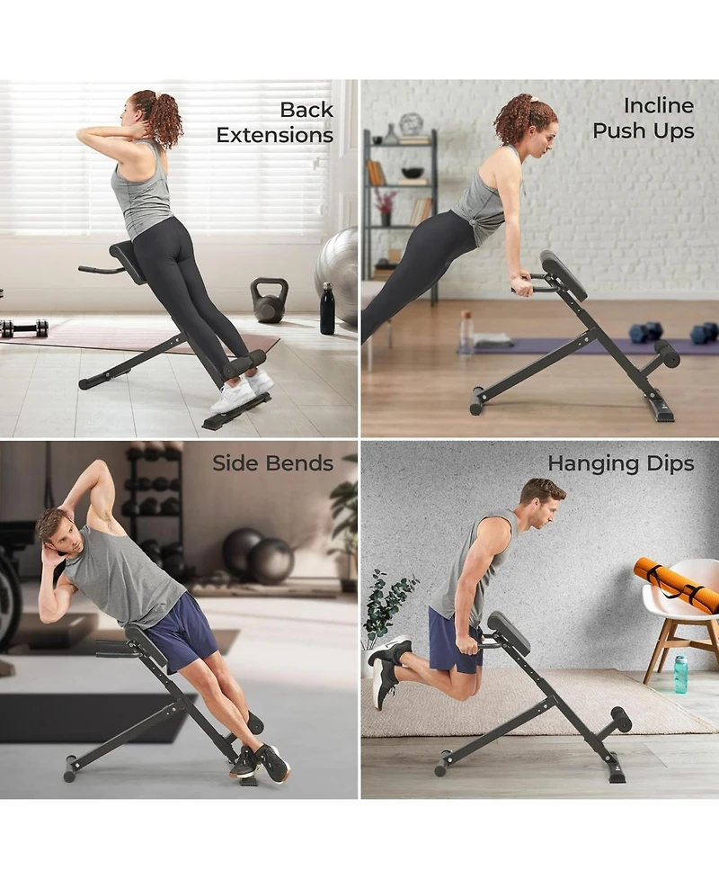 LifePro Adjustable Hyperextension Bench for Glutes, Hamstrings, and Lower Back - Foldable Home Gym Equipment