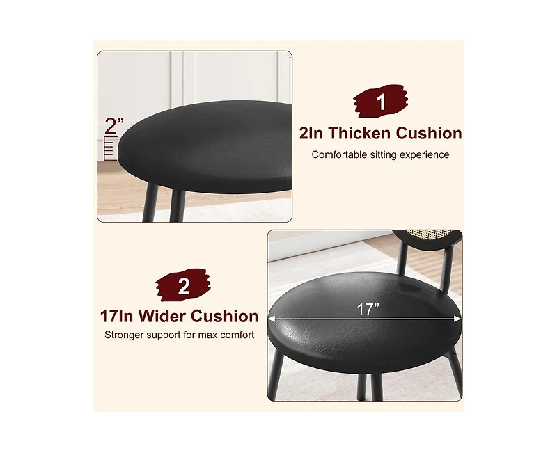 gaomon Dining Chairs Set of 2, Kitchen Chairs with Thicken Upholstered, Modern Black Dining Room Chairs Set of 2, Space Saving Dining Chairs with Meta