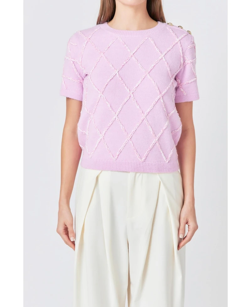 endless rose Women's Diamond Pattern Knit