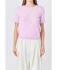 endless rose Women's Diamond Pattern Knit