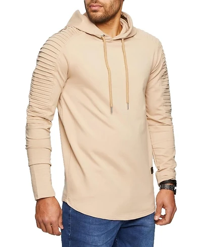 Leif Nelson LN6369 Men's Light Hooded Sweatshirt M, Beige
