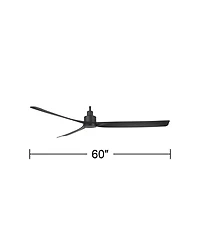 Casa Vieja 60" Sailplane Modern Indoor Outdoor Ceiling Fan 3 Blade Remote Control Matte Black Finish Bedroom Patio Damp Rated
