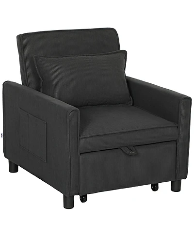 Homcom 3-in-1 Convertible Chair Bed, Adjustable Sleeper Chair,