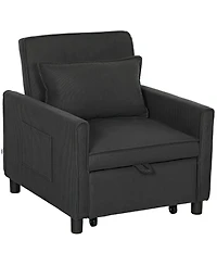 Homcom 3-in-1 Convertible Chair Bed, Adjustable Sleeper Chair,