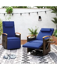 Gouun Patio Rattan 360° Swivel Recliner Chair with Adjustable Backrest and Footrest