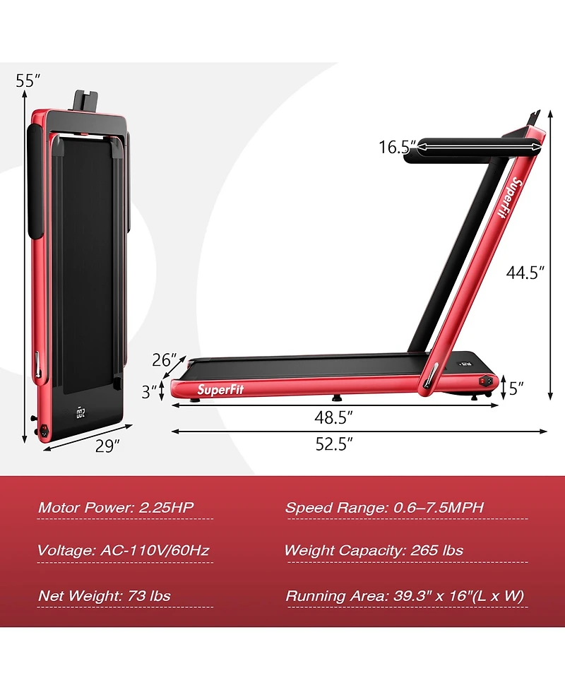 Gymax Motorized Treadmill Folding Under Desk Electric w/ App