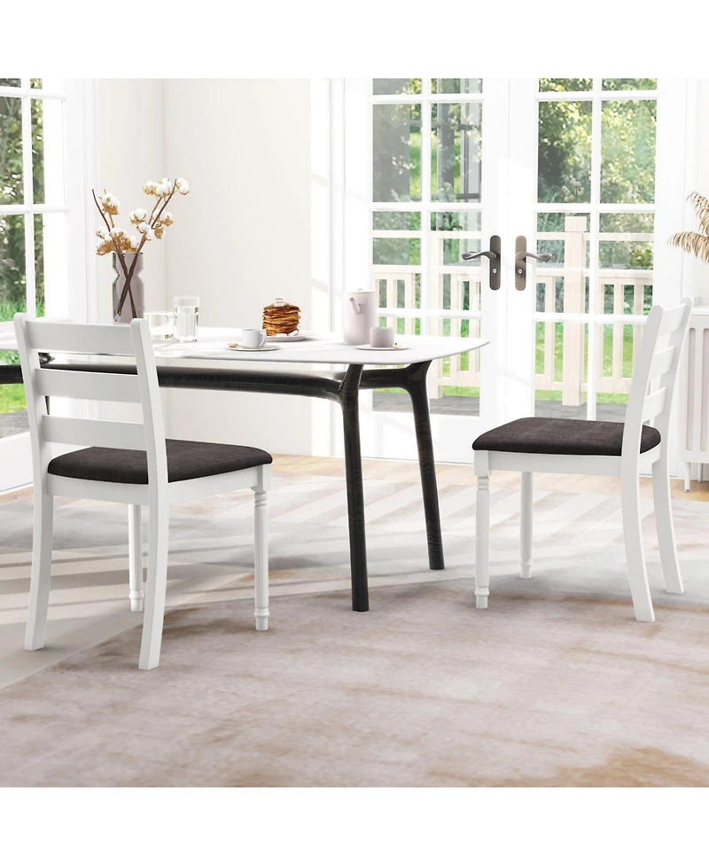 Gouun Set of 2 Rubber Wood Dining Chairs with Upholstered Seat