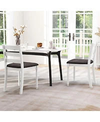 Gouun Set of 2 Rubber Wood Dining Chairs with Upholstered Seat