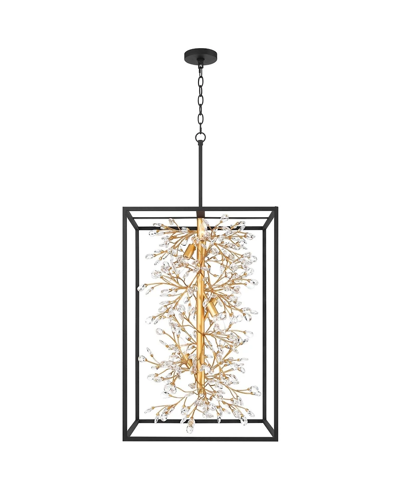 Possini Euro Design Carrine 20" Modern Pendant Chandelier Ceiling Light Fixture Dining Room Over Table 6-Light Black Gold Finish