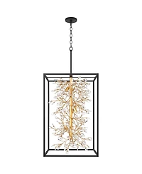 Possini Euro Design Carrine 20" Modern Pendant Chandelier Ceiling Light Fixture Dining Room Over Table 6-Light Black Gold Finish