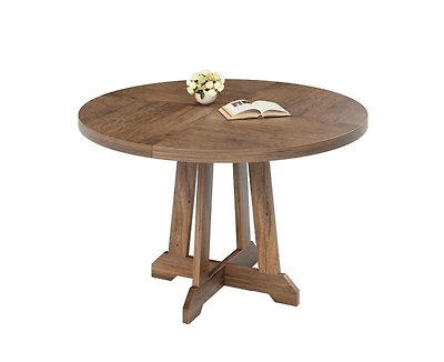 gaomon 47 Inches Wood Round Dining Table, Round Dining Table for 4, Round Kitchen Table, Farmhouse Dinner Table with Wooden Top and Sturty Legs for Di
