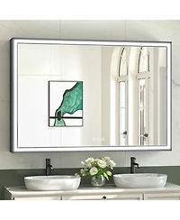 keonjinn 45° Angled Frontlit Metal Framed Bathroom Vanity Mirror with Anti-fog Function