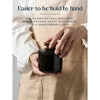 Porcelain Butter Keeper Crock, French Butter Dish with Lid to Leave on Counter - Black Wood