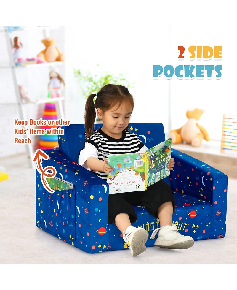 Gouun 2-in-1 Convertible Kids Sofa with Velvet Fabric