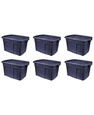 Rubbermaid 18 Gallon Stackable Storage Container, Dark Indigo Metallic (6 Pack