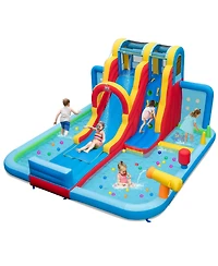 Gouun Inflatable Water Slide Water Park with Long Slide and Splash Pools and Ball Pit with 735W Blower