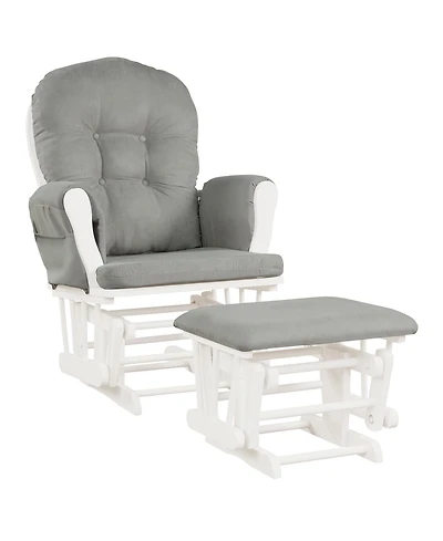 Gymax Baby Nursery Relax Rocker Rocking Chair Glider & Ottoman Set w/ Cushion