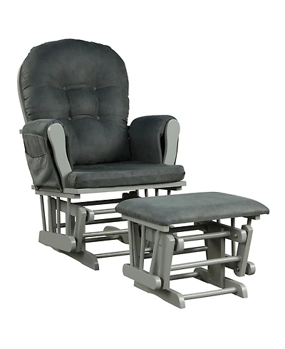 Gymax Baby Nursery Relax Rocker Rocking Chair Glider & Ottoman Set w/ Cushion