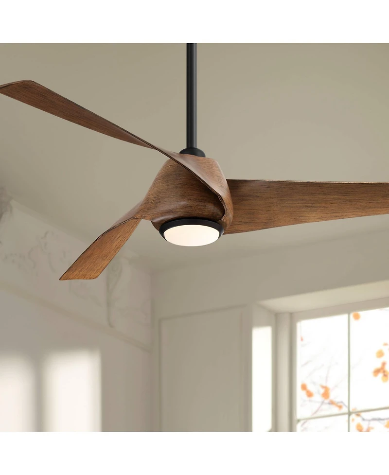 53" Grand Breeze Farmhouse Rustic Coastal Indoor Ceiling Fan 3 Blade Cct Led Remote Control Black Finish Koa Finish Blades Bedroom Living Room Ki