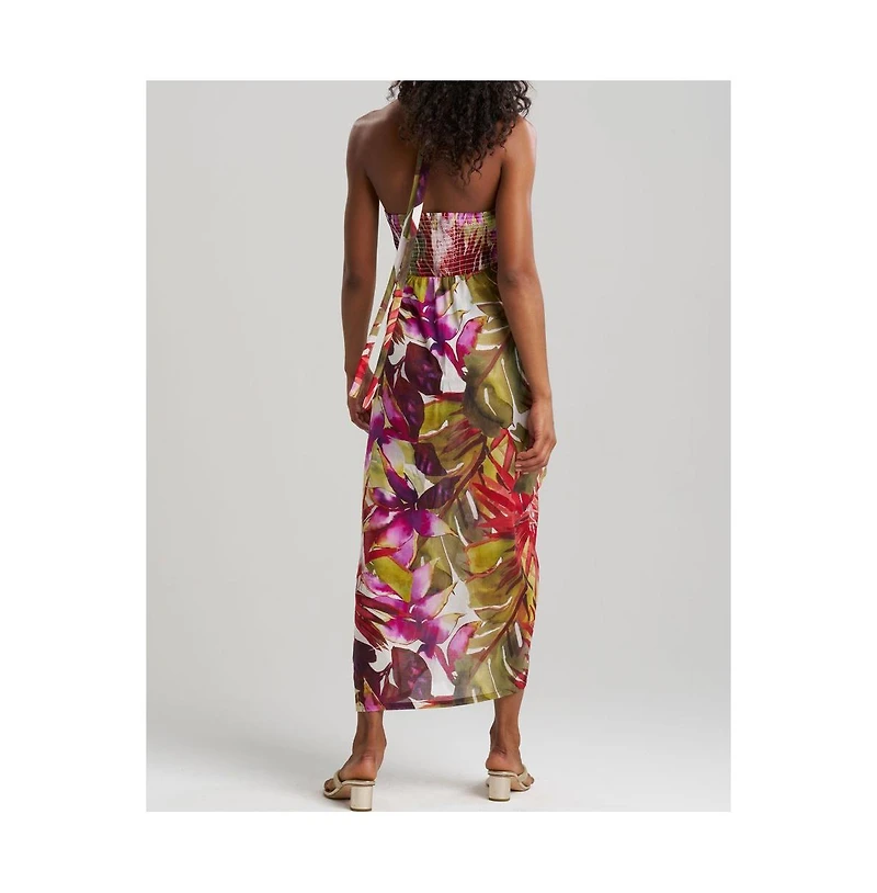 Natori Women's Rainforest Maxi Halter Dress with Brass Ring