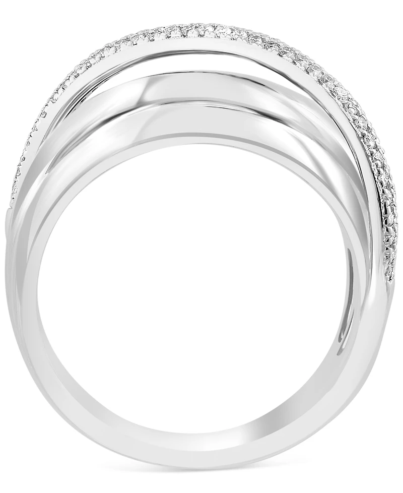 Effy Diamond Crossover Multirow Ring (1/4 ct. t.w.) in Sterling Silver