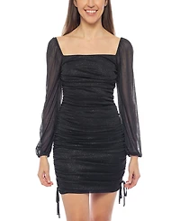 Jump Juniors' Glitter Ruched Mesh Mini Bodycon Dress
