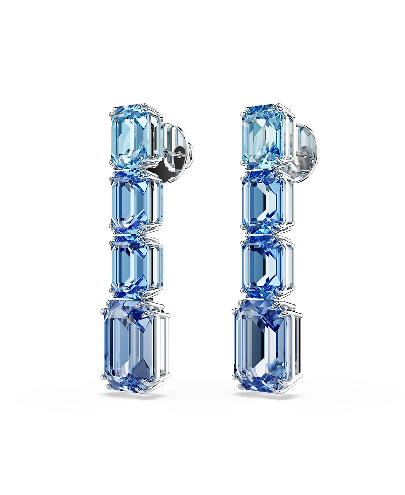 Swarovski Octagon Cut Rhodium Plated Millenia Drop Earrings