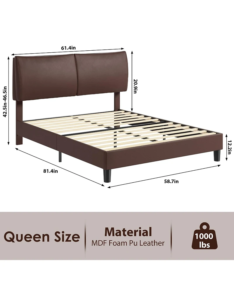 gaomon Queen Size Platform Bed Frame with Headboard