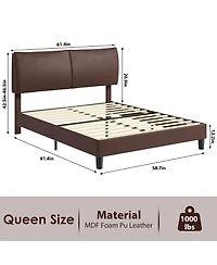gaomon Queen Size Platform Bed Frame with Headboard
