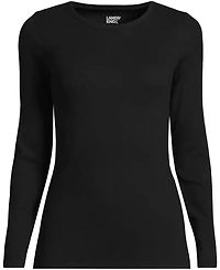 Lands' End Women's Petite Long Sleeve Micro Rib T-Shirt