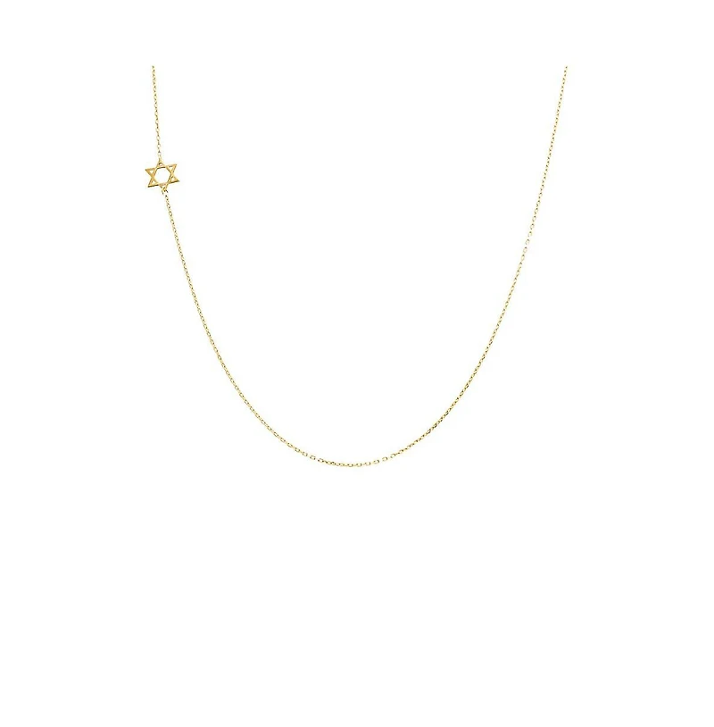 Solid Sideways Star of David Necklace 14K