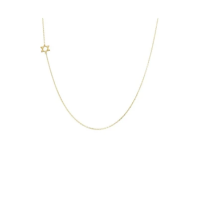 Solid Sideways Star of David Necklace 14K