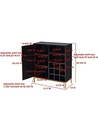 Kings Brand Furniture Grant Buffet Bar Liquor Cabinet with Wine Rack Storage and Glass Holder, Black