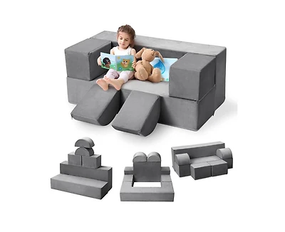 gaomon Kids Play Couch, 6Pcs Modular Kids Play Sofa for Playroom Bedroom, Kids Modular Couch Toddler Foam Sofa, Kids Convertible Sofa with Removable C