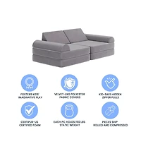 Emma+Oliver Conner Modular Play Couch For Kids With Convertible 6-Piece Design And Soft Foam Cushions