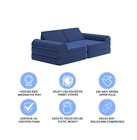 Emma+Oliver Conner Modular Play Couch For Kids With Convertible 6-Piece Design And Soft Foam Cushions