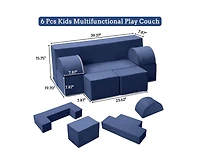 gaomon Kids Play Couch, 6Pcs Modular Kids Play Sofa for Playroom Bedroom, Kids Modular Couch Toddler Foam Sofa