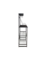 Kings Brand Furniture - Covington Metal Kitchen Shelves Baker s Rack Microwave Stand, Pewter