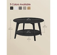 2-Tier Round Coffee Table with Open Storage Shelf for Living Room