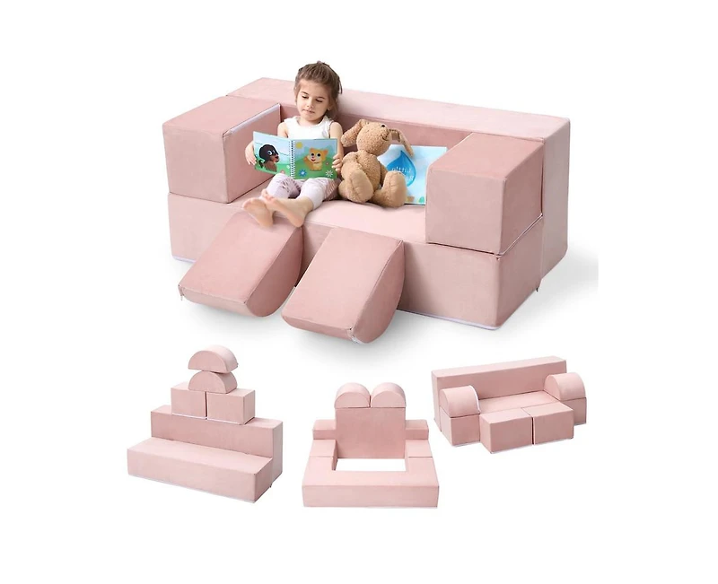 gaomon Kids Play Couch, 6Pcs Modular Kids Play Sofa for Playroom Bedroom, Kids Modular Couch Toddler Foam Sofa, Kids Convertible Sofa with Removable C