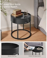 Set of 2 Round Nesting Coffee Tables with Hidden Storage and Removable Tray Tops