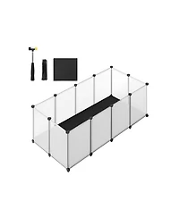 Slickblue Portable Pet Playpen with Floor and Removable Oxford Fabric Mat for Indoor & Outdoor Use