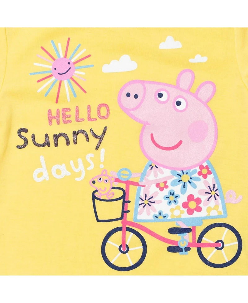 Peppa Pig Little Girls Peplum T-Shirt and Shorts Outfit Set