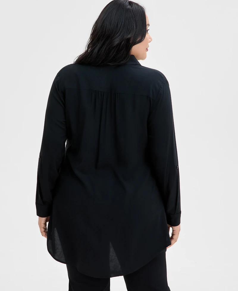 I.n.c. International Concepts Plus Size Side-Slit Top, Created for Macy's