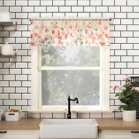 Rosalind Watercolor Floral Semi-Sheer Rod Pocket Kitchen Curtain Valance and Tiers Set
