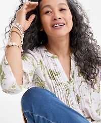 Style & Co Petite Pintuck Long-Sleeve Top, Exclusively at Macy's